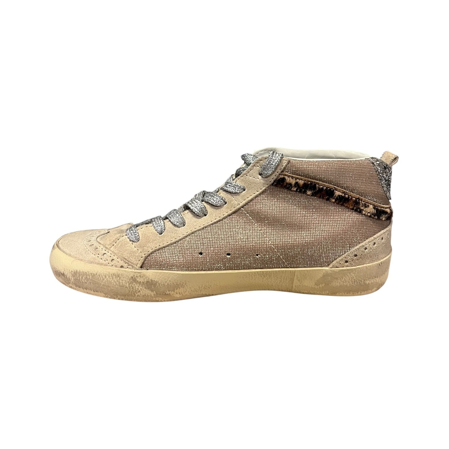 GOLDEN GOOSE Leopard + Glitter Mid Rise Sneakers |