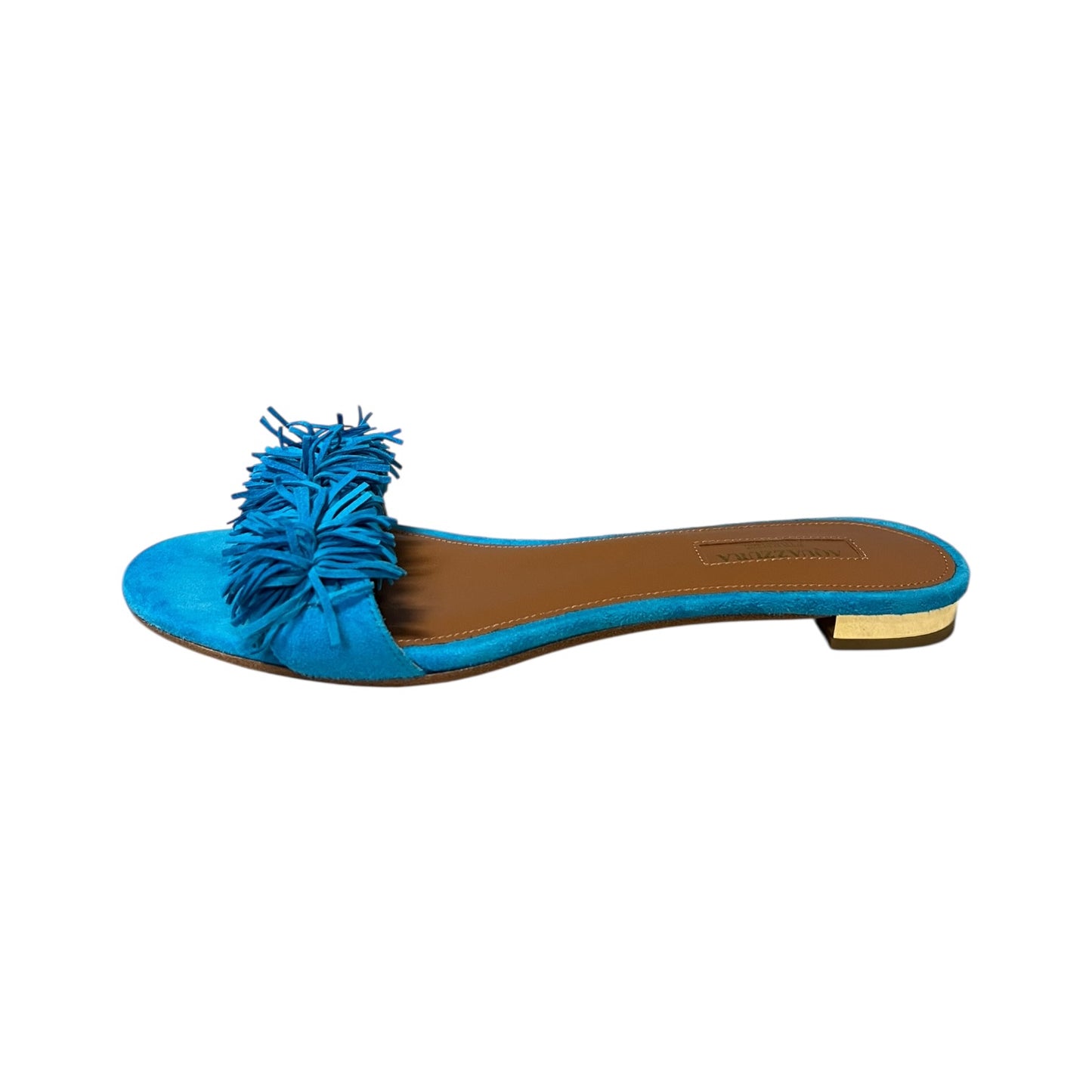 AQUAZZURA Suede Fringe Slide Sandals |