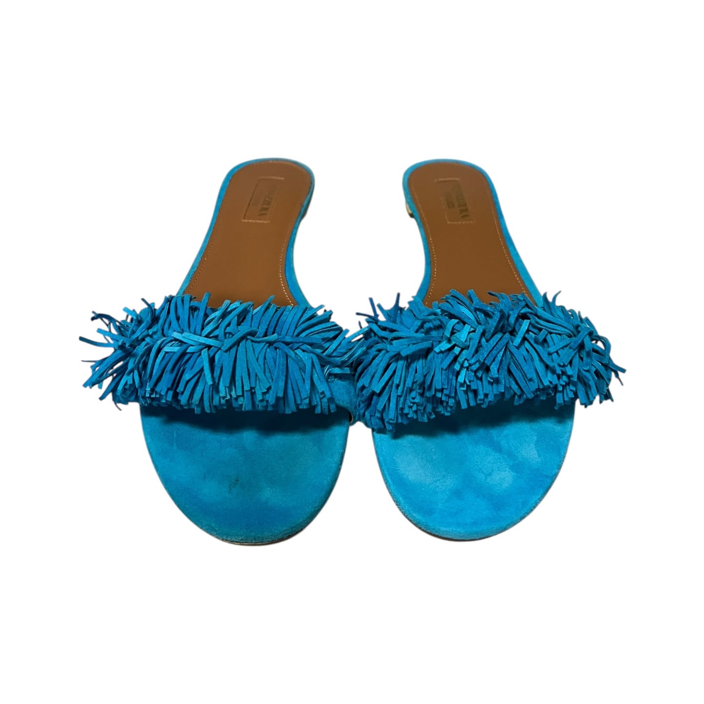 AQUAZZURA Suede Fringe Slide Sandals |