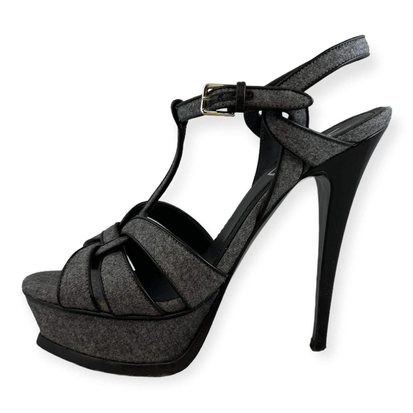 SAINT LAURENT Tribute Sandals in Gray | Size 37.5