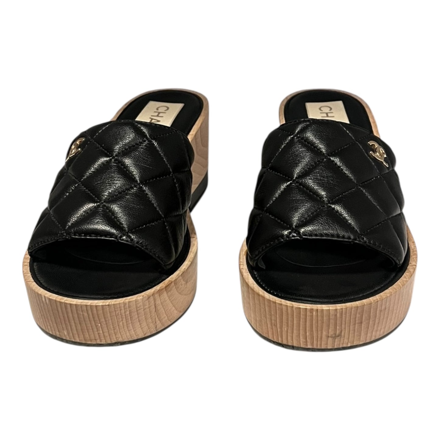 CHANEL Quilted Slide Sandals in Black | 40
