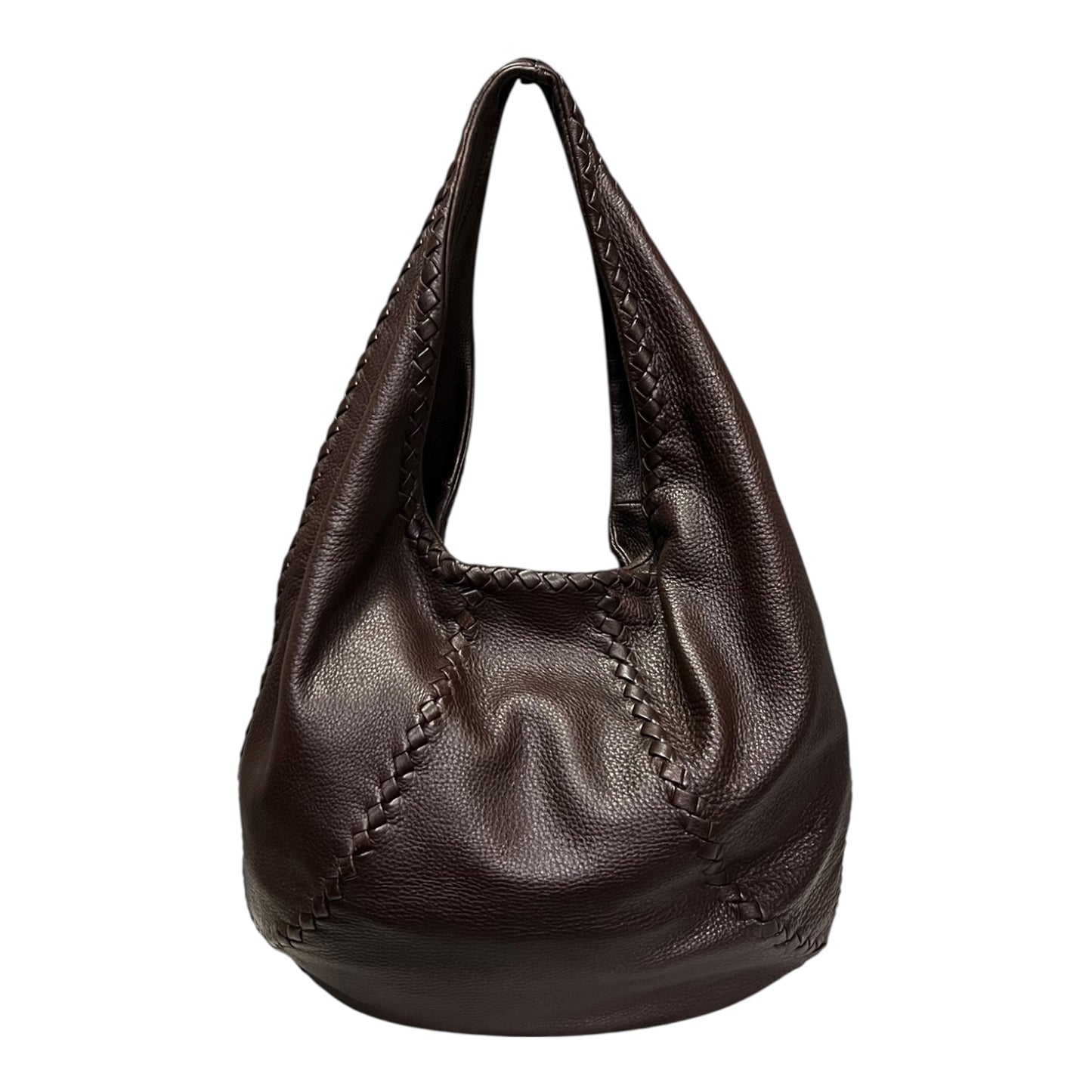 BOTTEGA VENETA Intrecciato Detail Hobo in Dark Brown