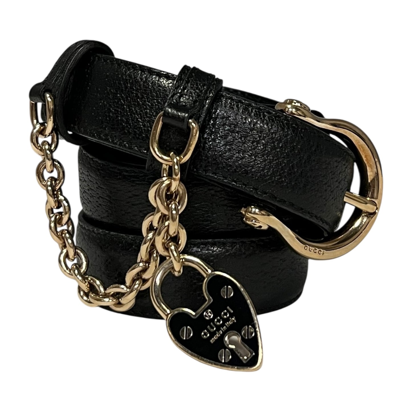 GUCCI Padlock Charm Belt in Black