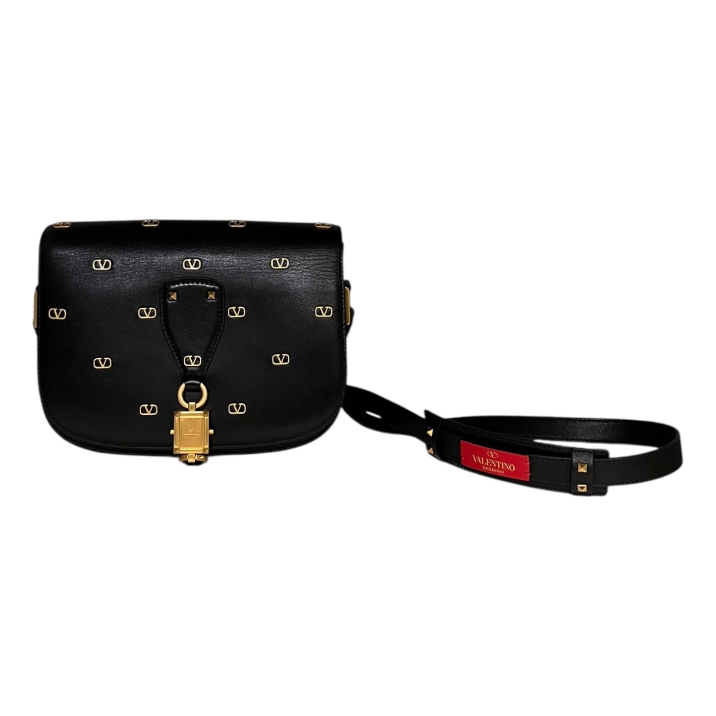 VALENTINO Vlogo Studded Crossbody Shoulder Bag in Black
