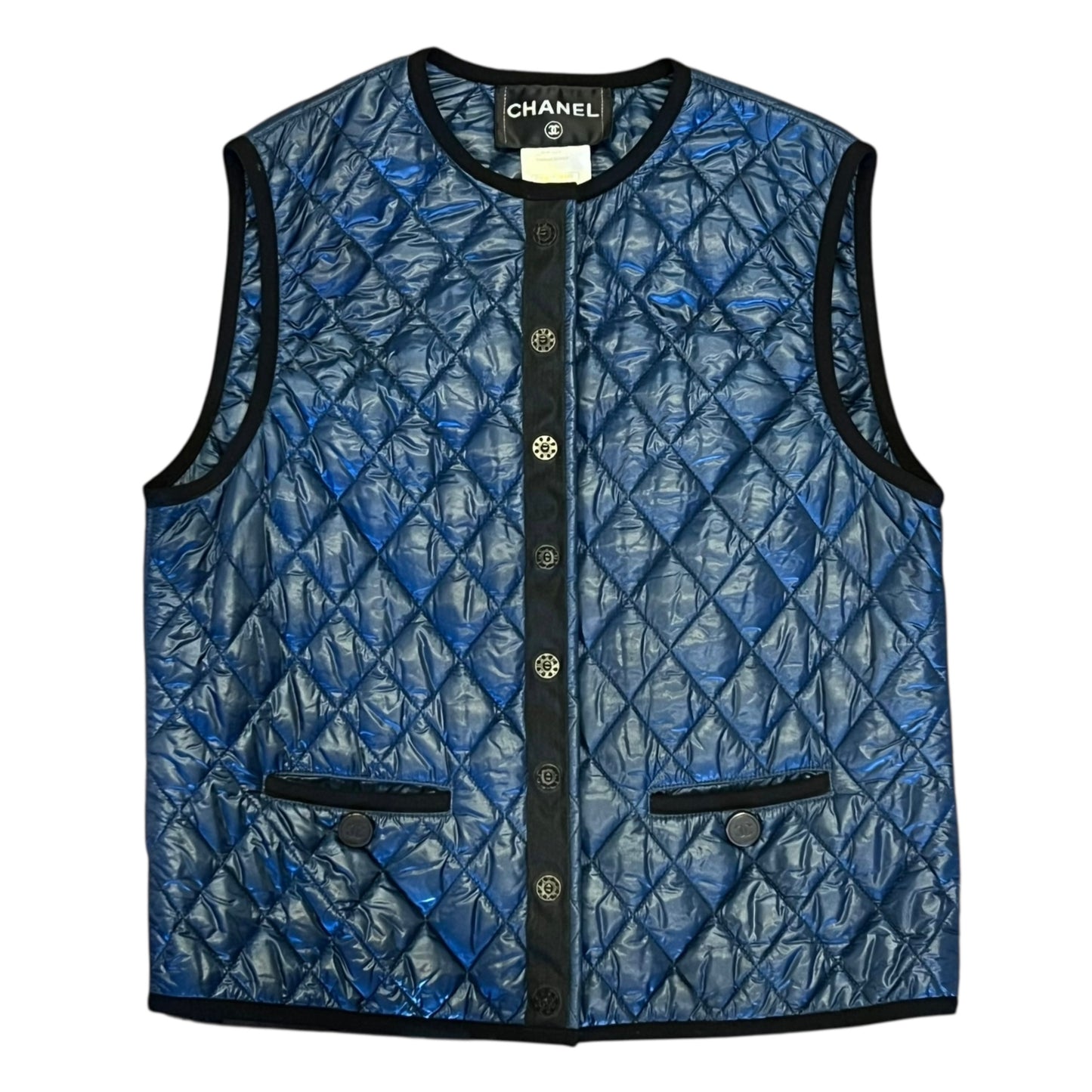 CHANEL Quilted Vest in Navy | 42