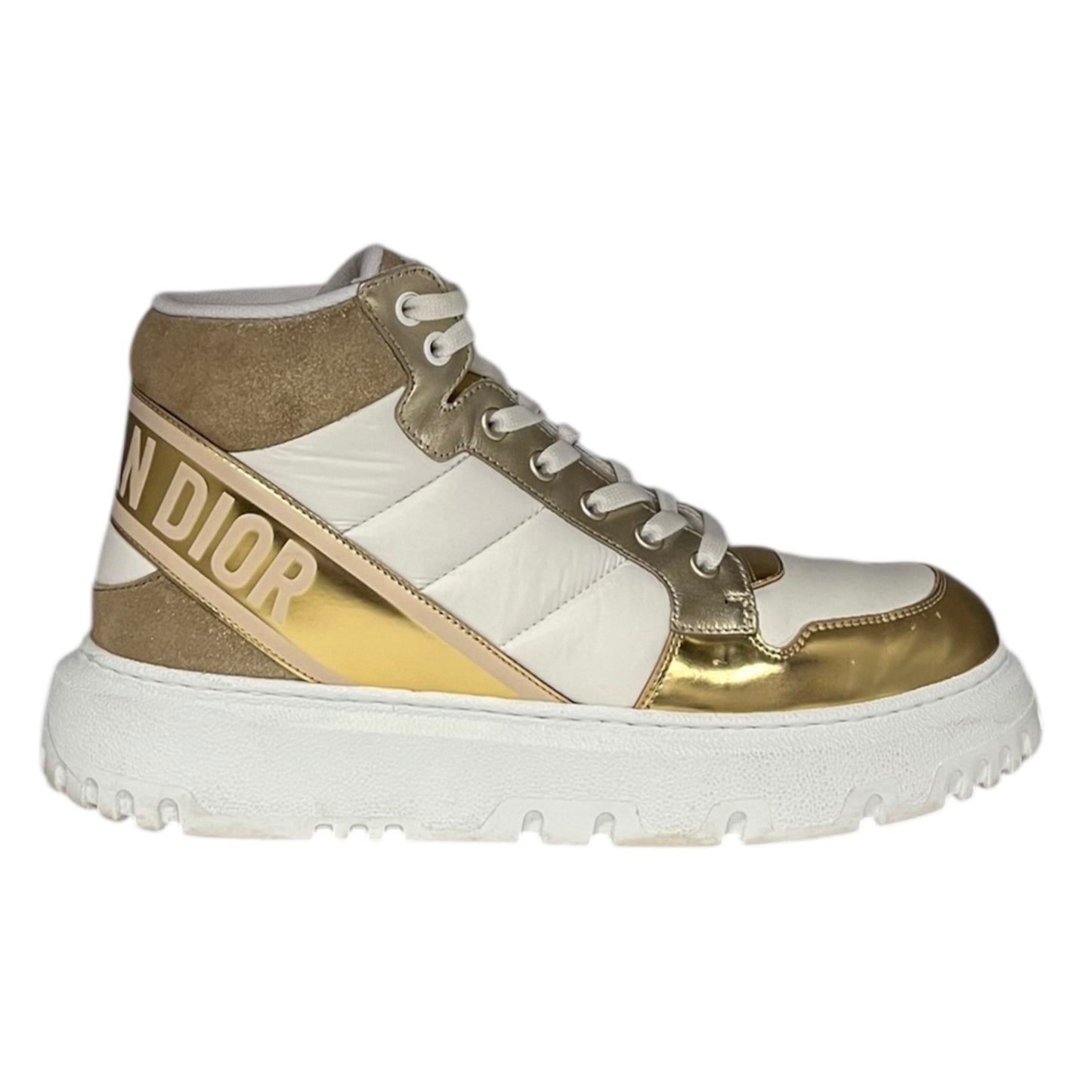 DIOR D-Player Hi Top Sneakers in Gold | 40