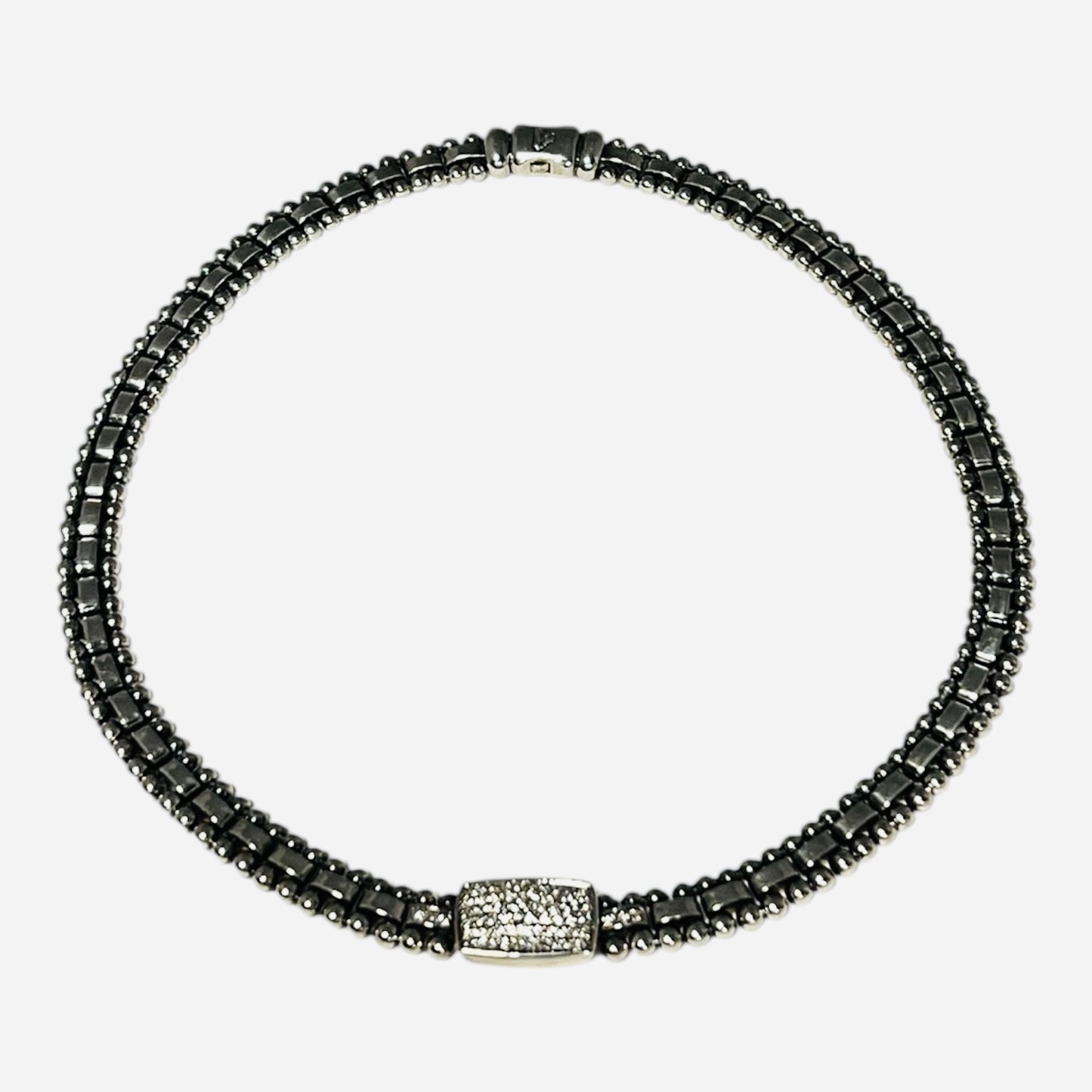 LAGOS Diamond Caviar Necklace Set in Silver