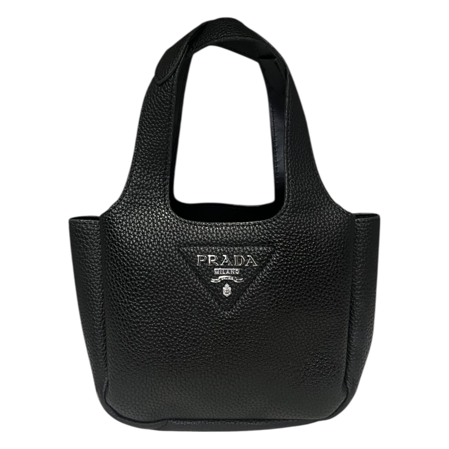 PRADA Mini Dynamique Handbag in Black Daino Vitello