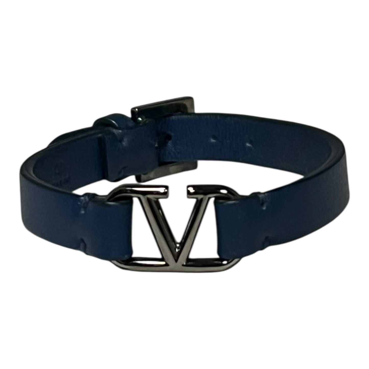 VALENTINO VLOGO Leather Bracelet in Blue
