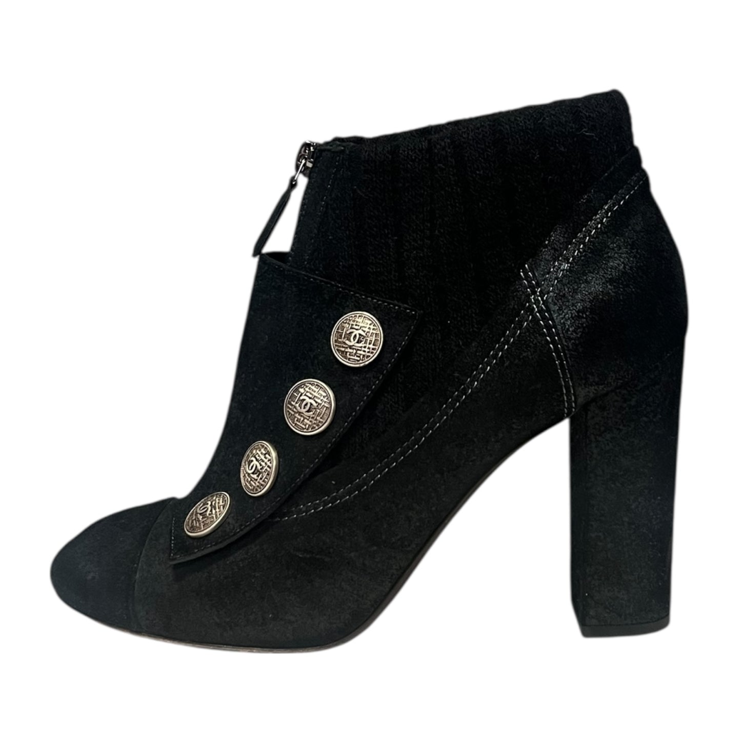 CHANEL Button Booties in Black | 40