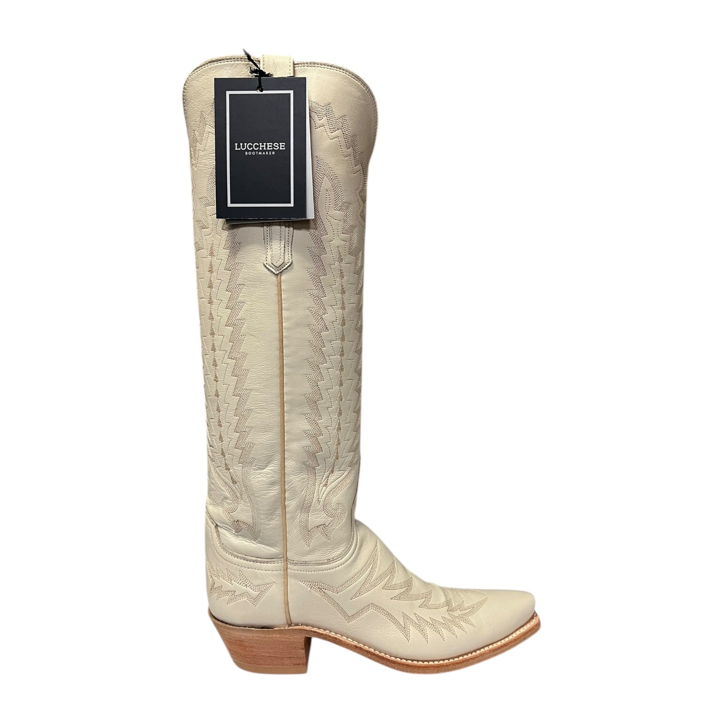 LUCCHESE Priscilla Cowboy Boots in Glitz Cream | 8