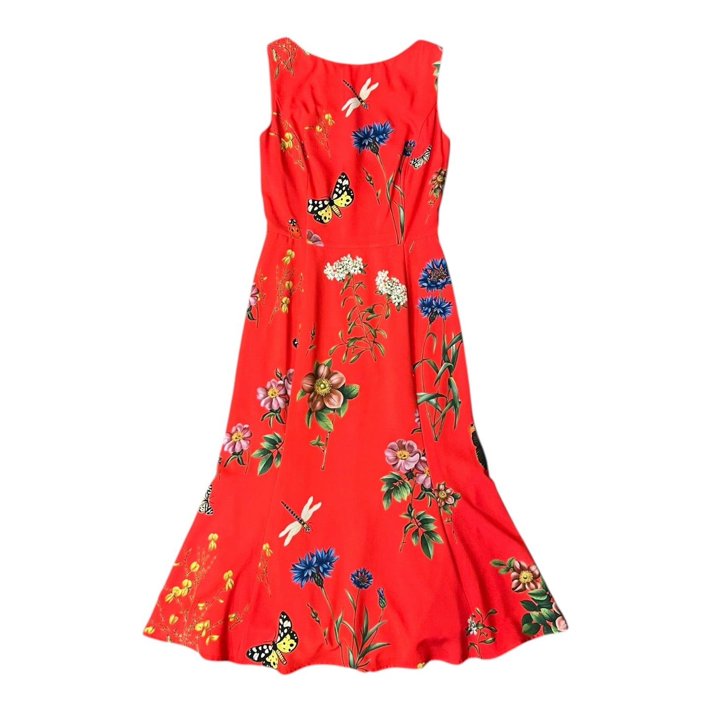 OSCAR DE LA RENTA Butterfly Floral Dress + Belt | 6