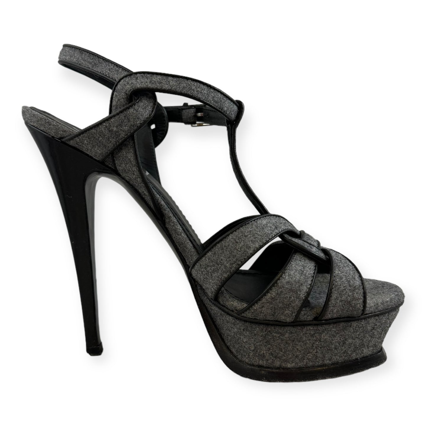 SAINT LAURENT Tribute Sandals in Gray | Size 37.5