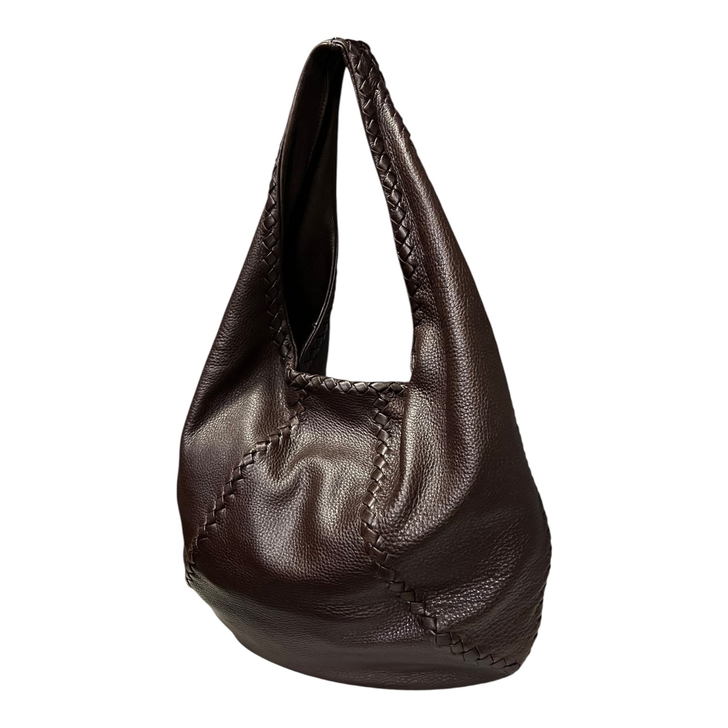 BOTTEGA VENETA Intrecciato Detail Hobo in Dark Brown