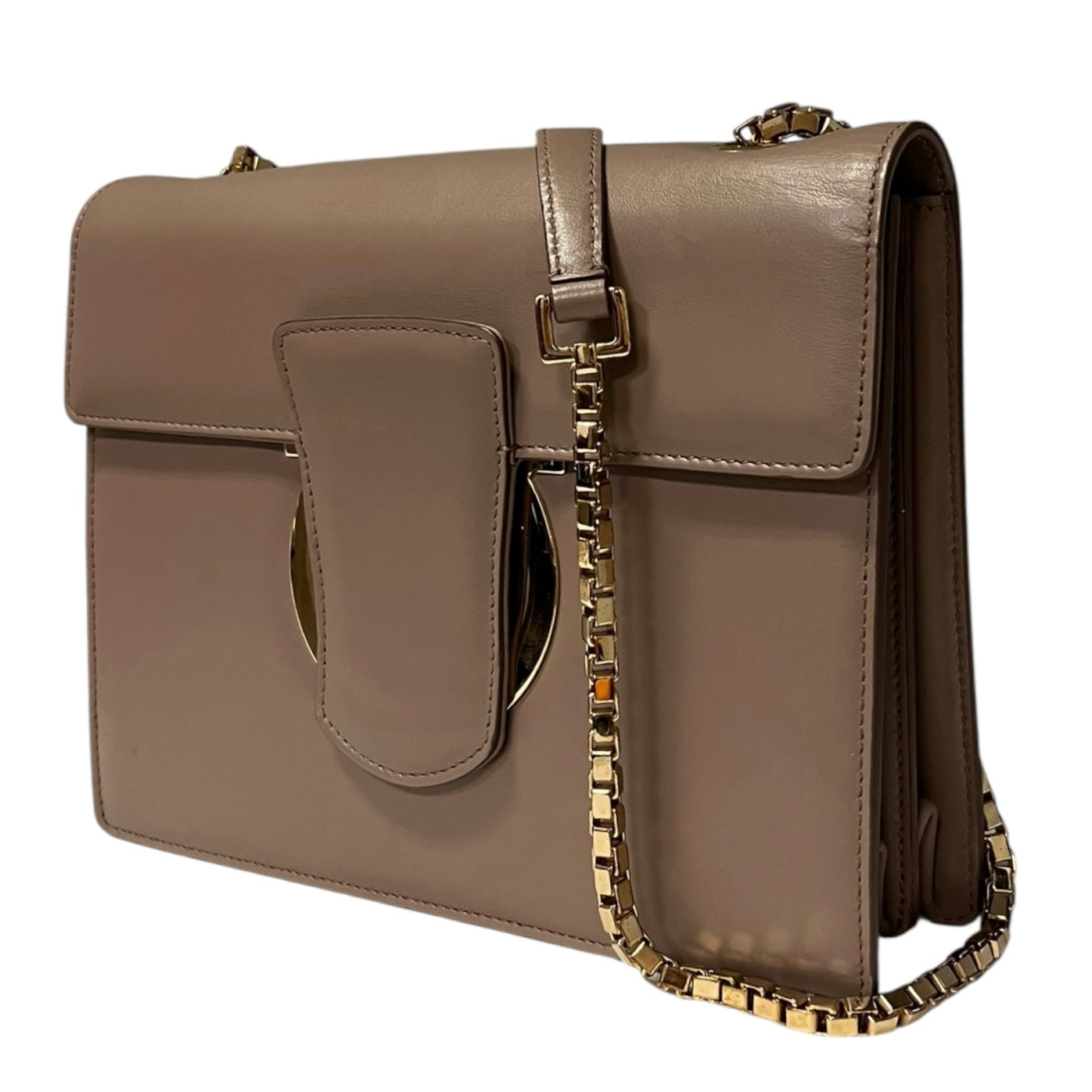 FERRAGAMO Gancini Convertible Flap Handbag in Taupe