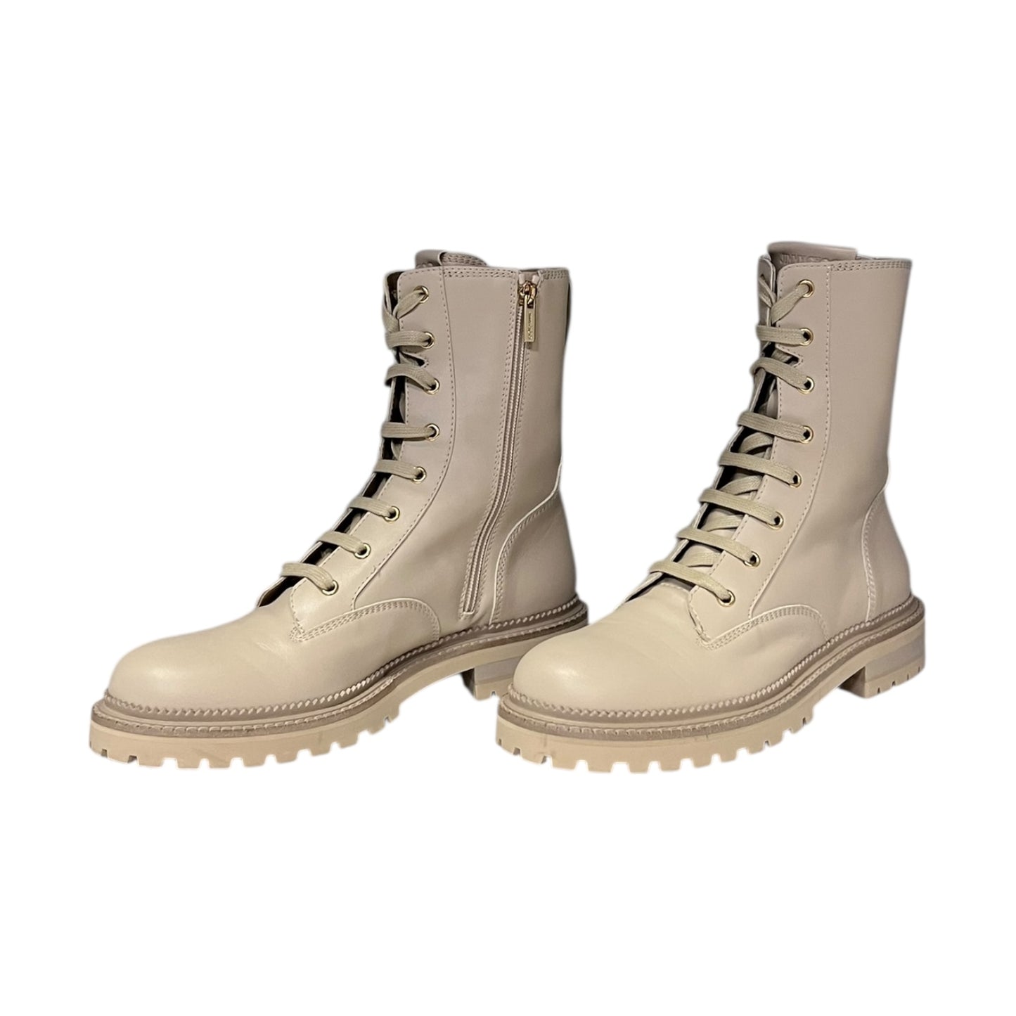 JIMMY CHOO Flat Combat Boots in Light Sand | 40.5