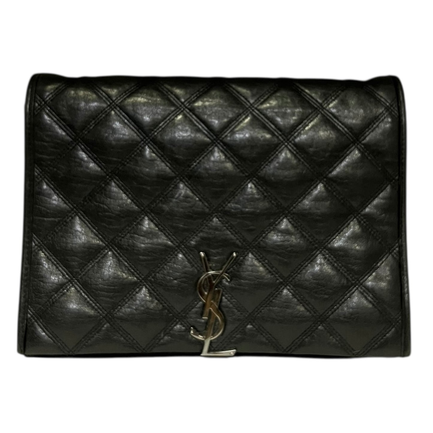 SAINT LAURENT Becky Quilted Lambskin Convertible Shoulder Bag in Black
