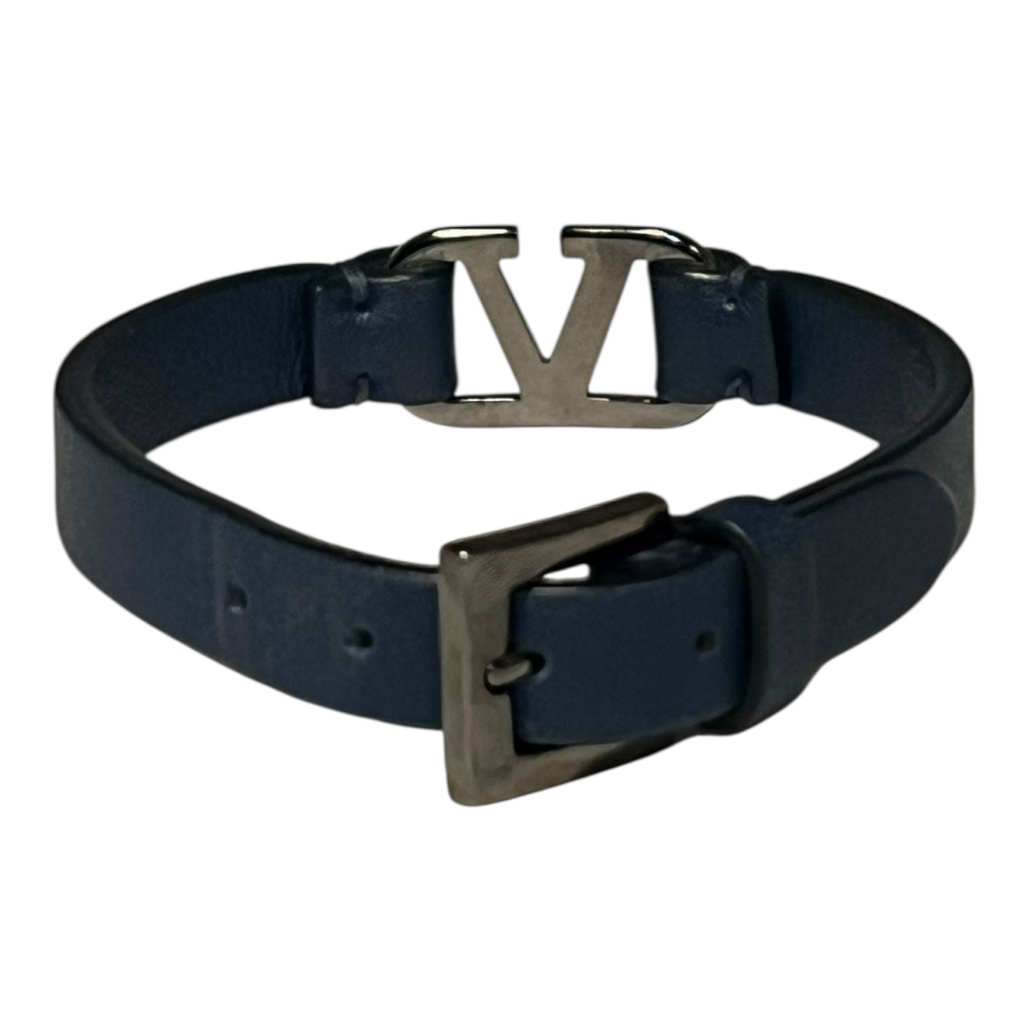 VALENTINO VLOGO Leather Bracelet in Blue