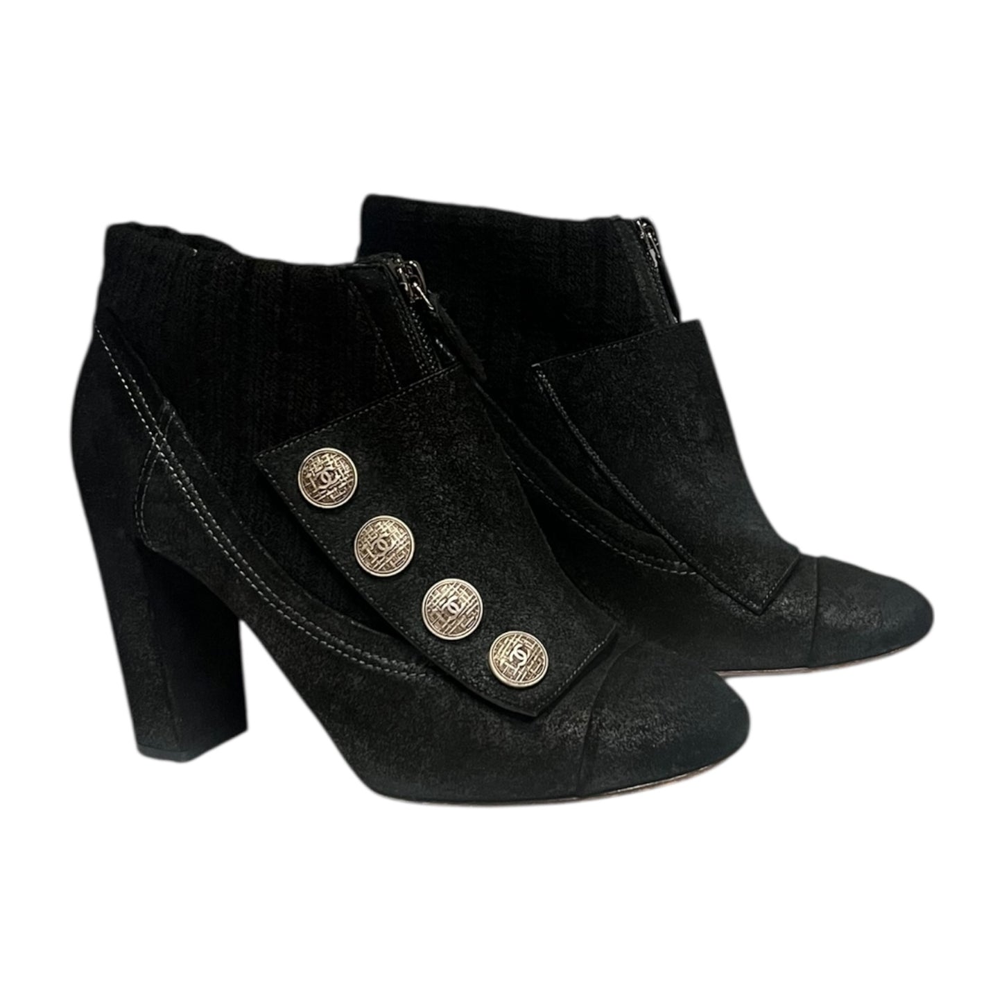 CHANEL Button Booties in Black | 40