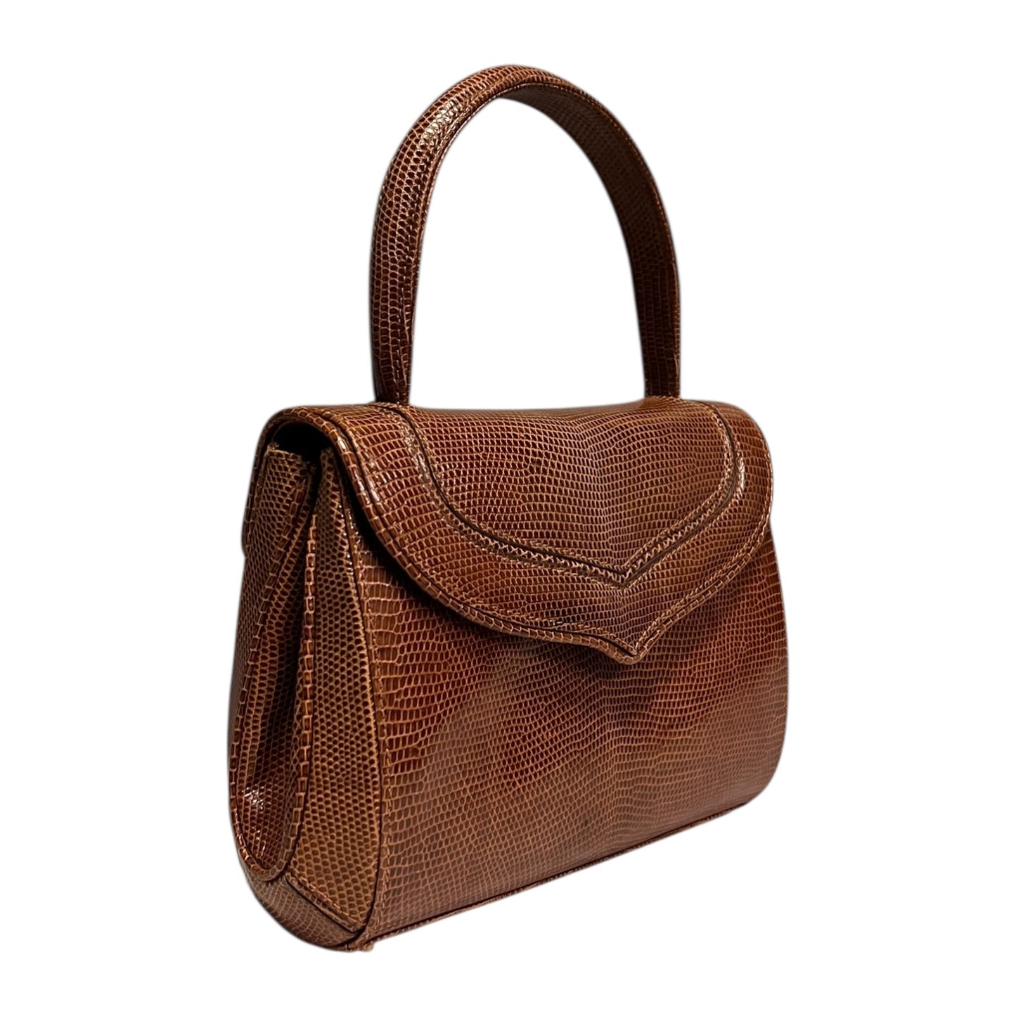 LANA MARKS Princess D Lizard Handbag in Brown
