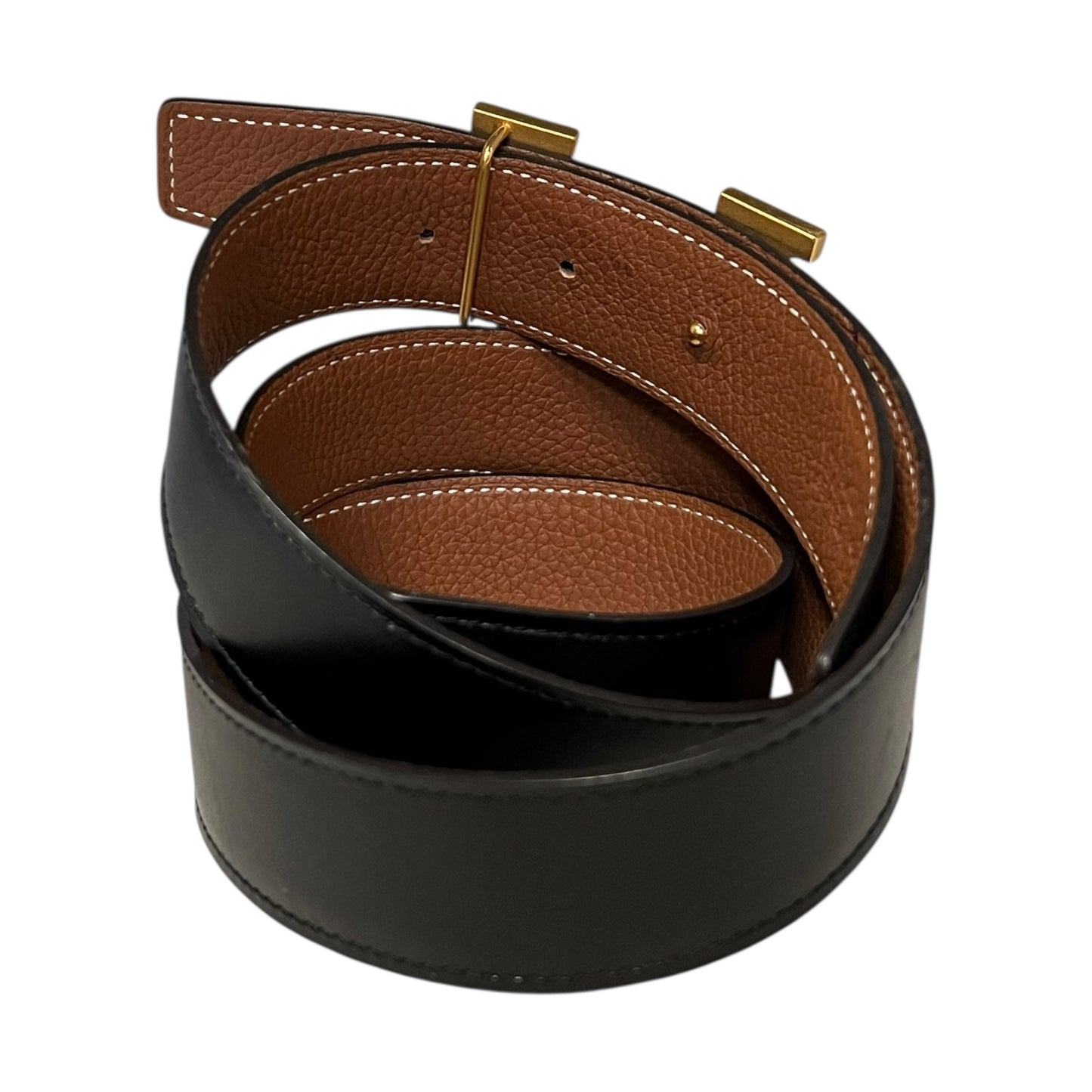 HERMES Reversible H Belt in Black + Tan | 90