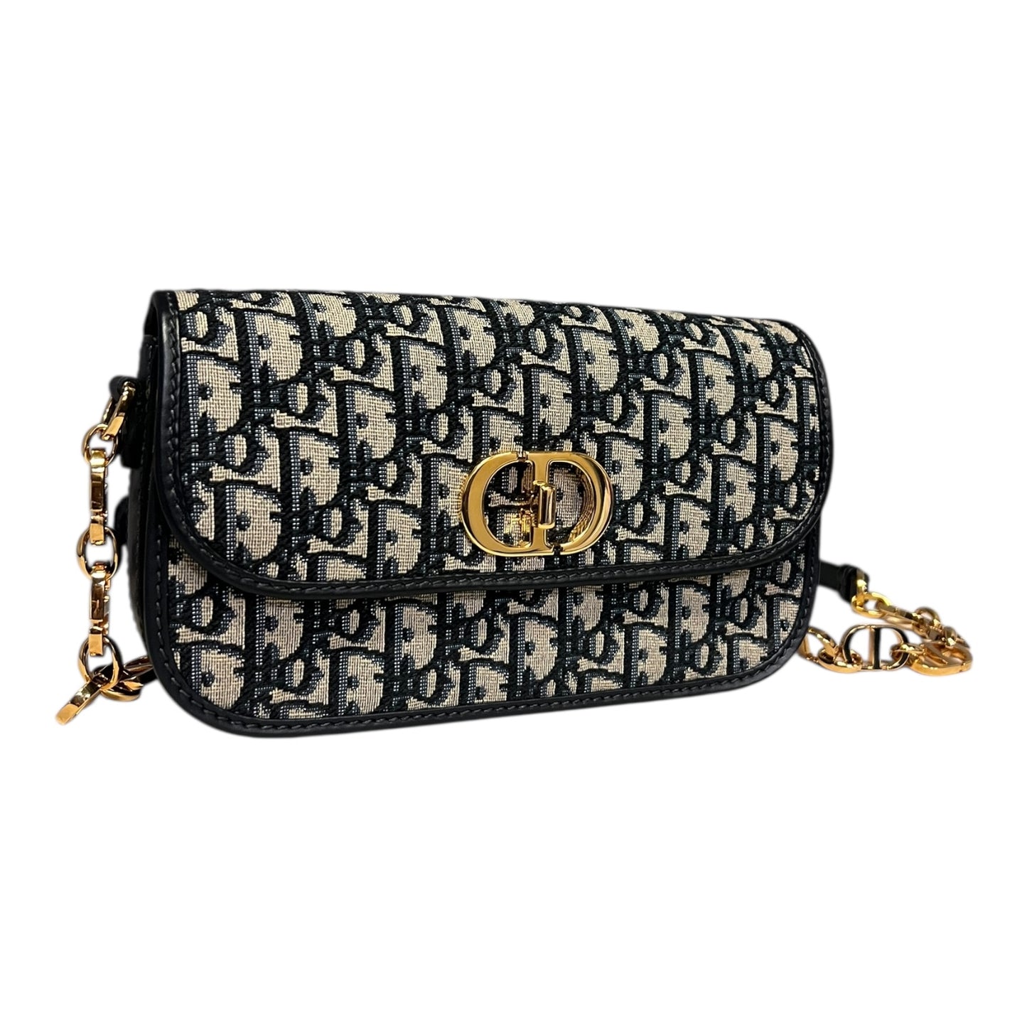 DIOR Oblique 30 Montaigne East-West Shoulder Bag in Blue