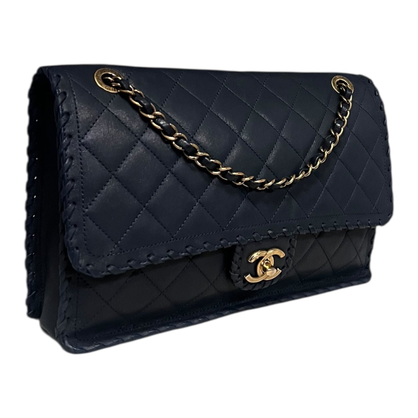 CHANEL Jumbo Happy Stitch Flap Bag in Blue