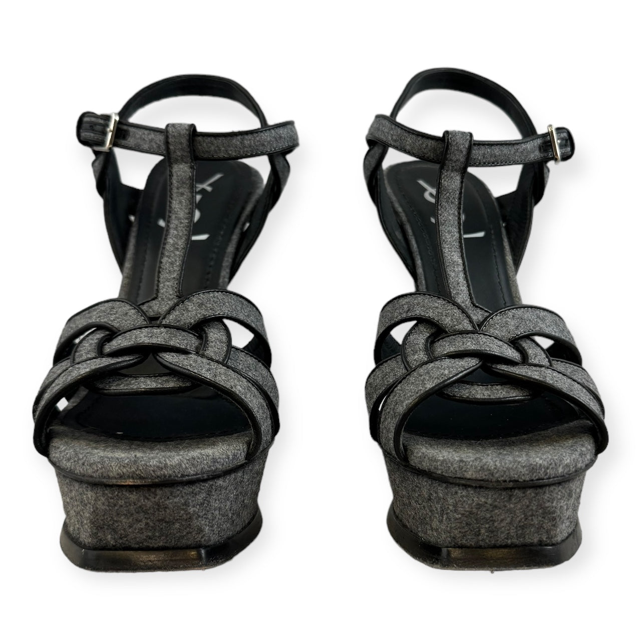 SAINT LAURENT Tribute Sandals in Gray | Size 37.5