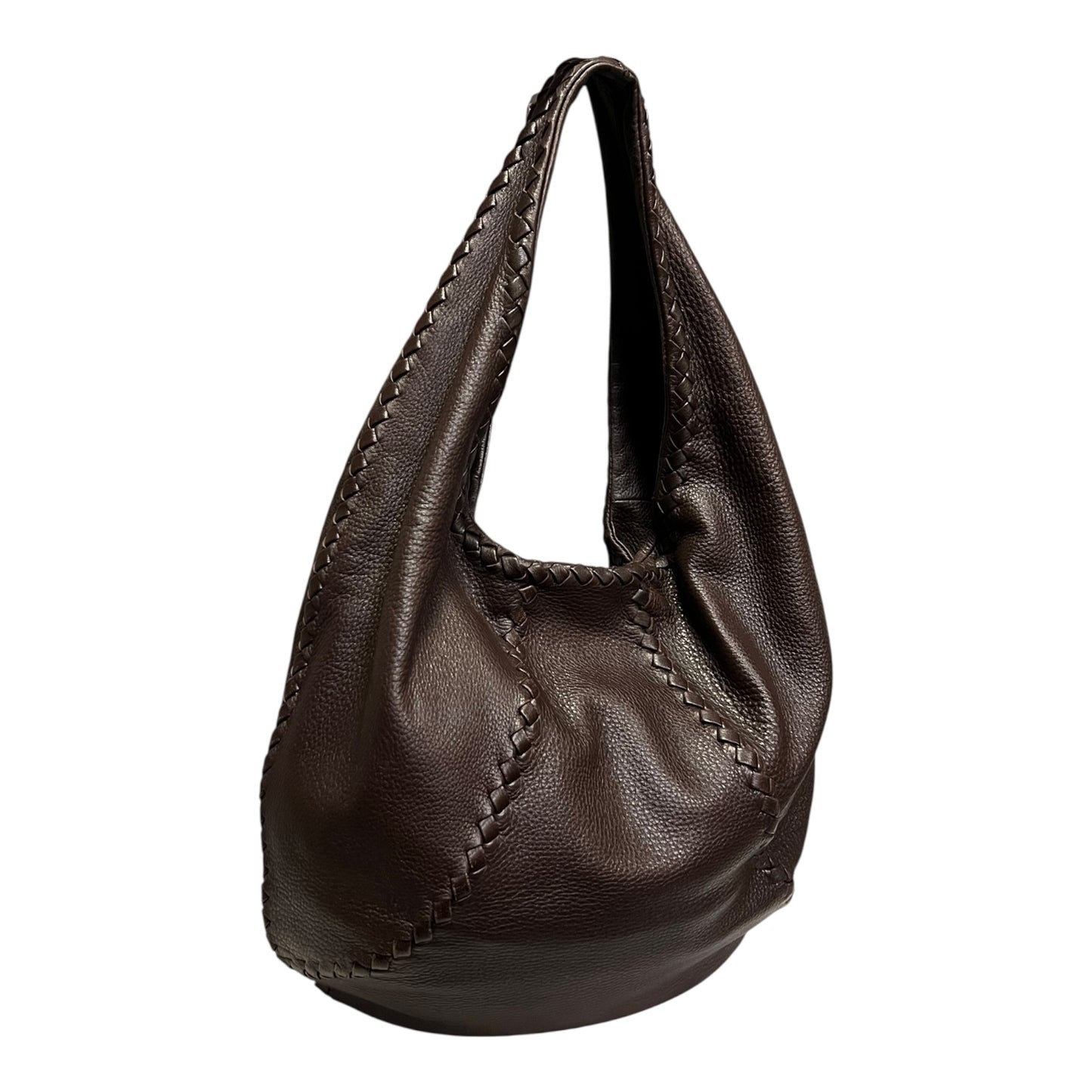 BOTTEGA VENETA Intrecciato Detail Hobo in Dark Brown