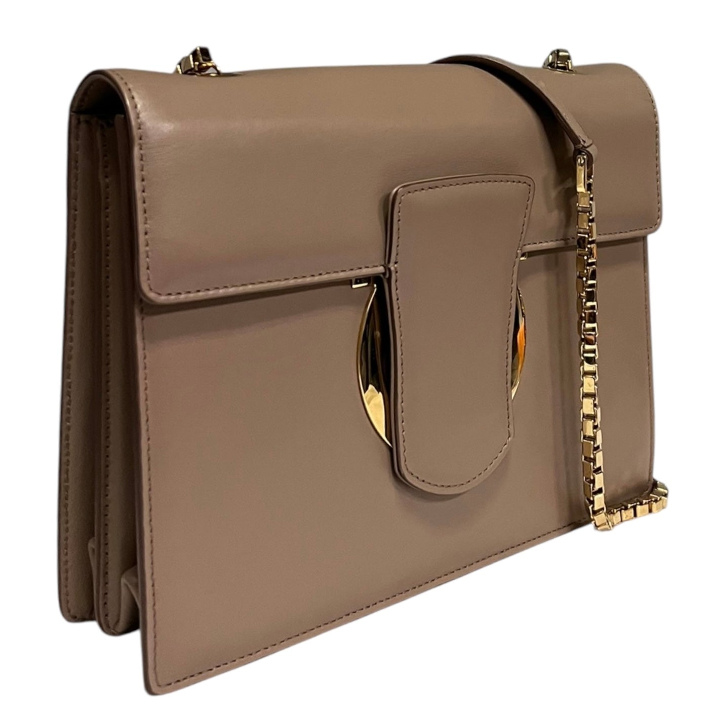 FERRAGAMO Gancini Convertible Flap Handbag in Taupe
