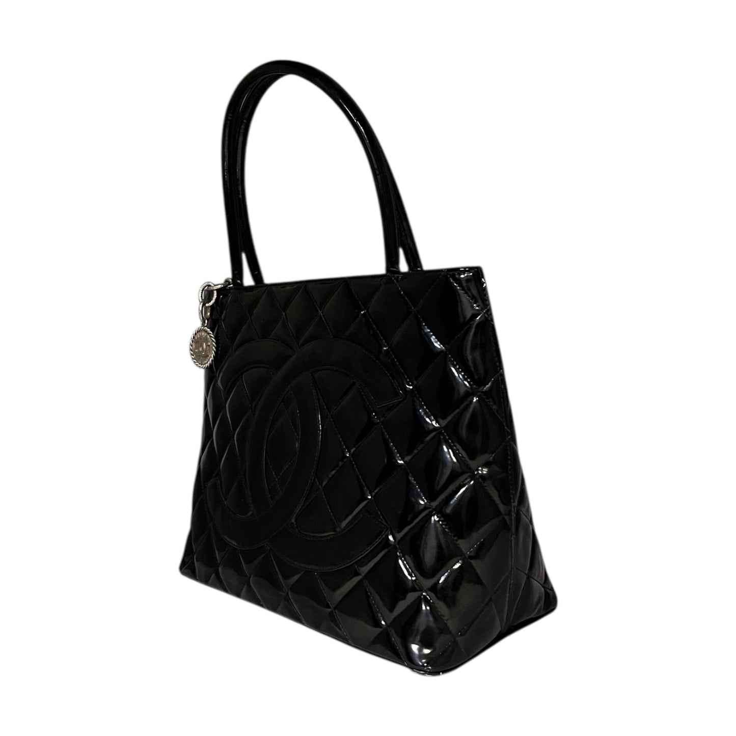CHANEL Medallion Tote in Black Patent
