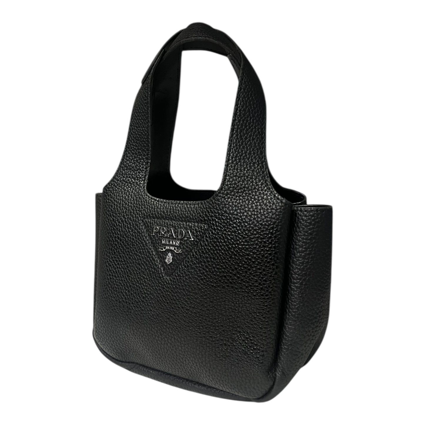PRADA Mini Dynamique Handbag in Black Daino Vitello