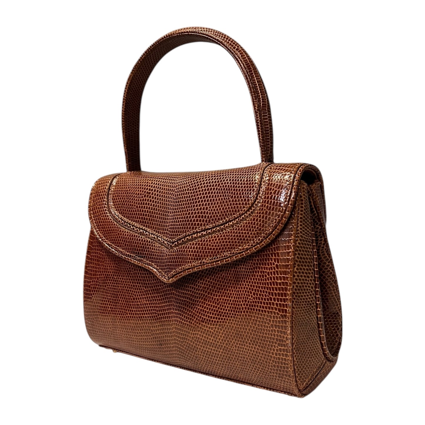 LANA MARKS Princess D Lizard Handbag in Brown