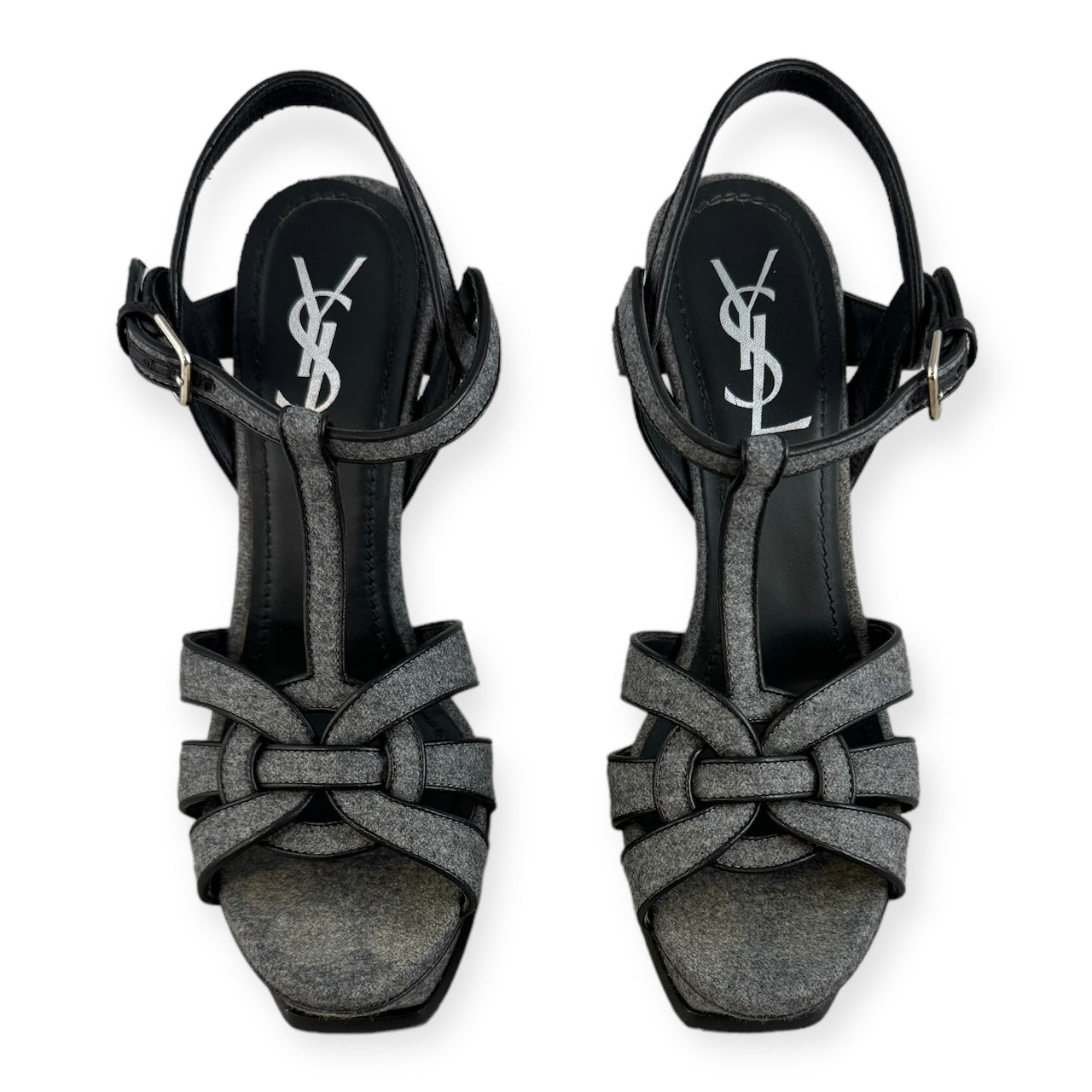 SAINT LAURENT Tribute Sandals in Gray | Size 37.5