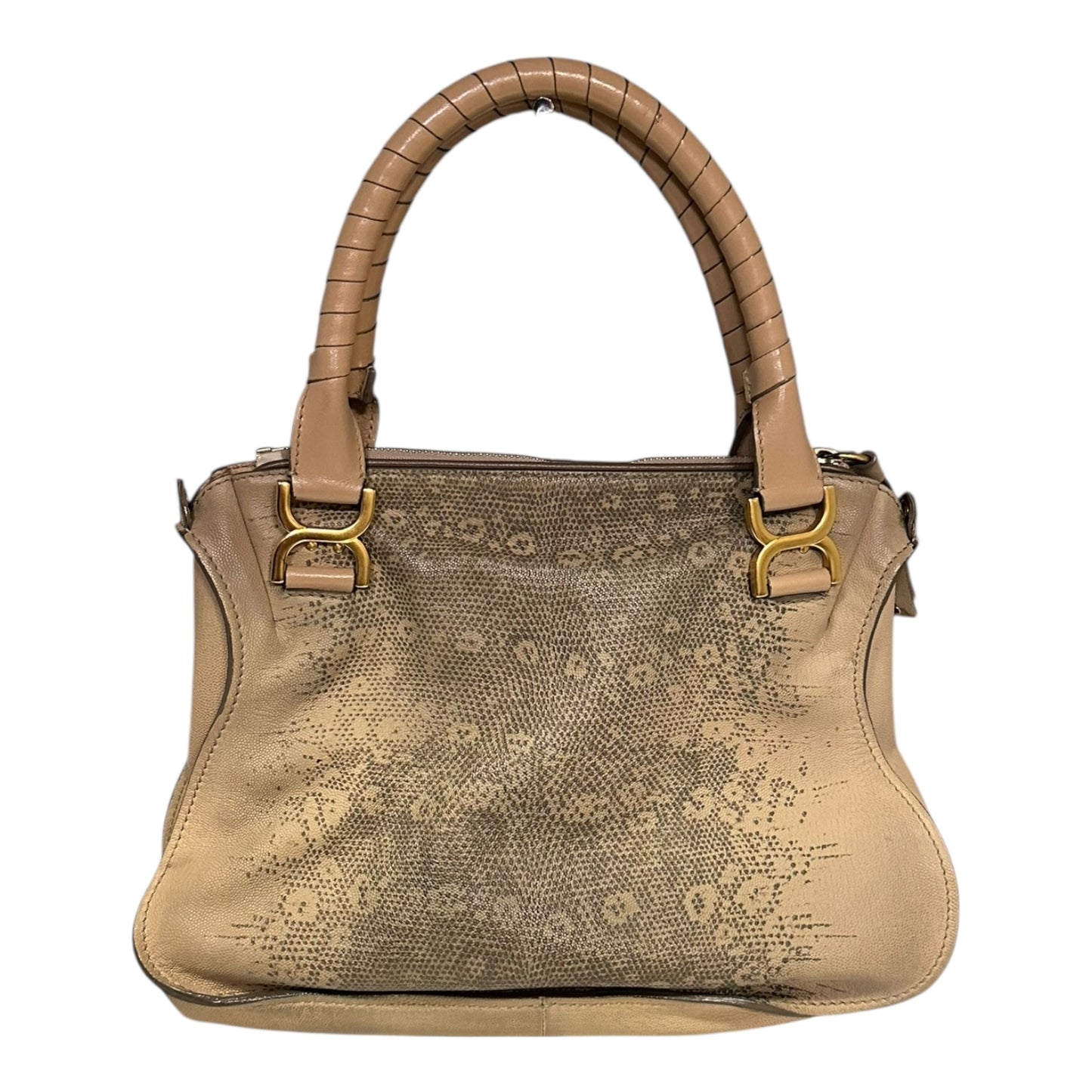 CHLOE Marcie Medium Embossed Lizard Satchel in Nude and Gray