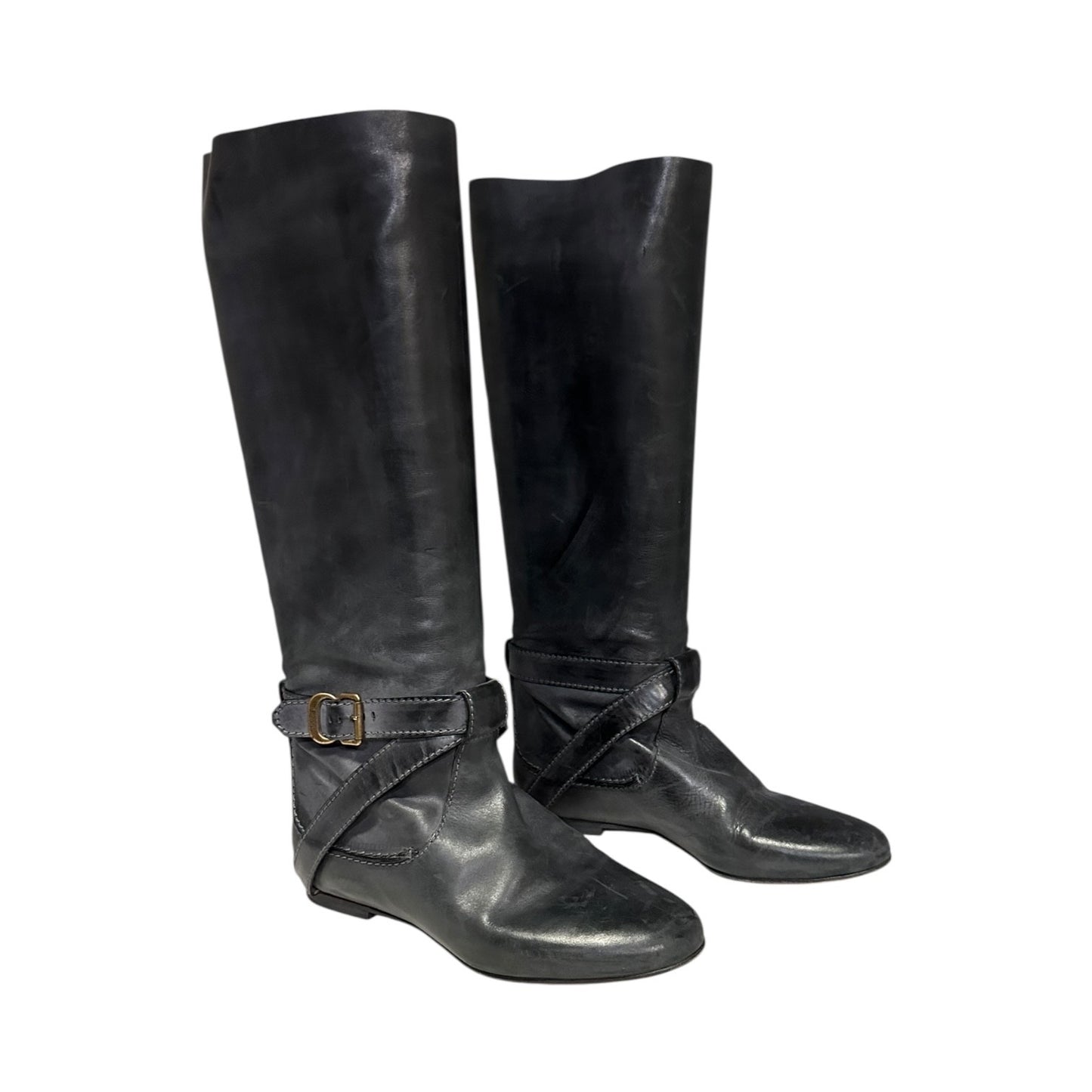 CHLOE Distressed Buckle Strap Boots | 37