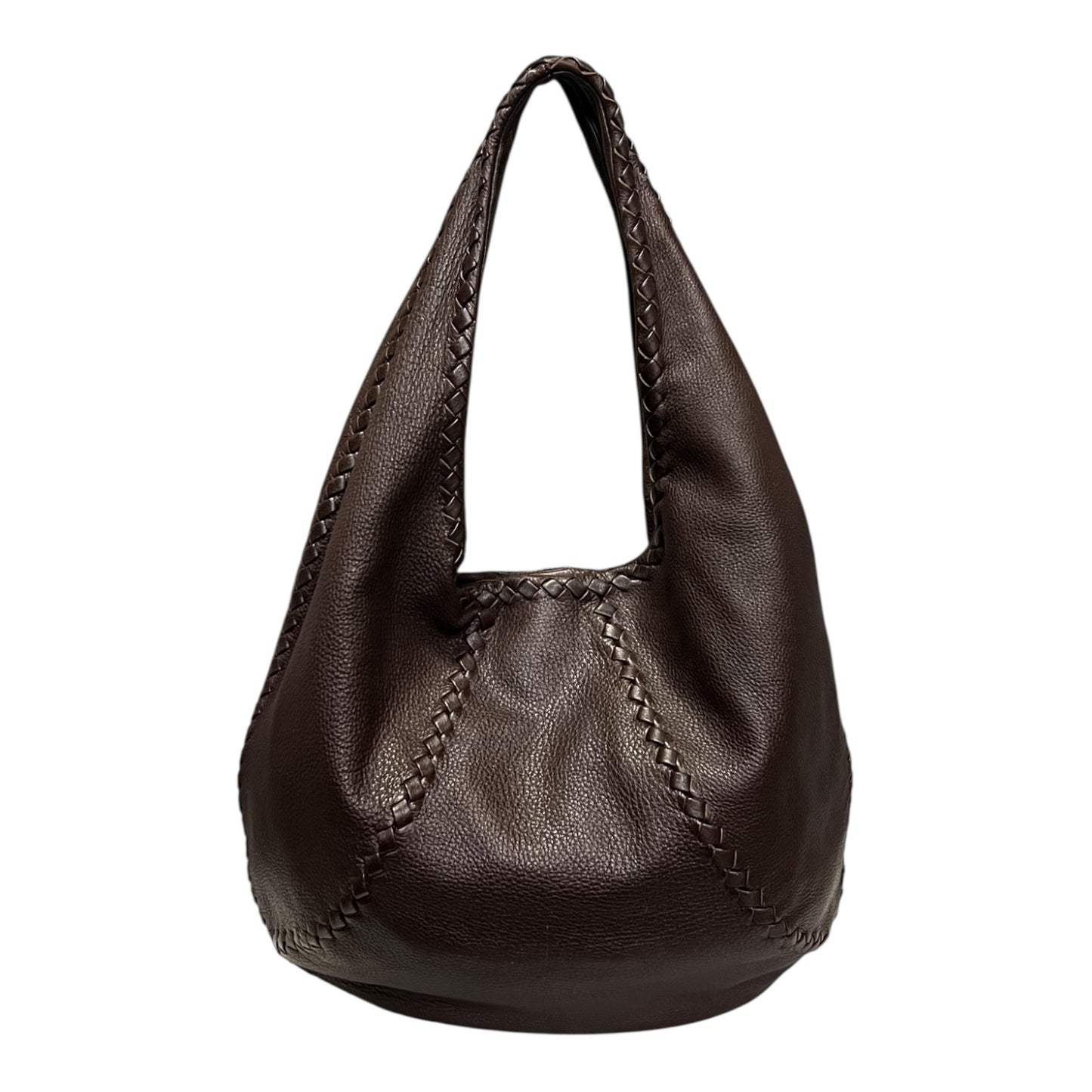 BOTTEGA VENETA Intrecciato Detail Hobo in Dark Brown