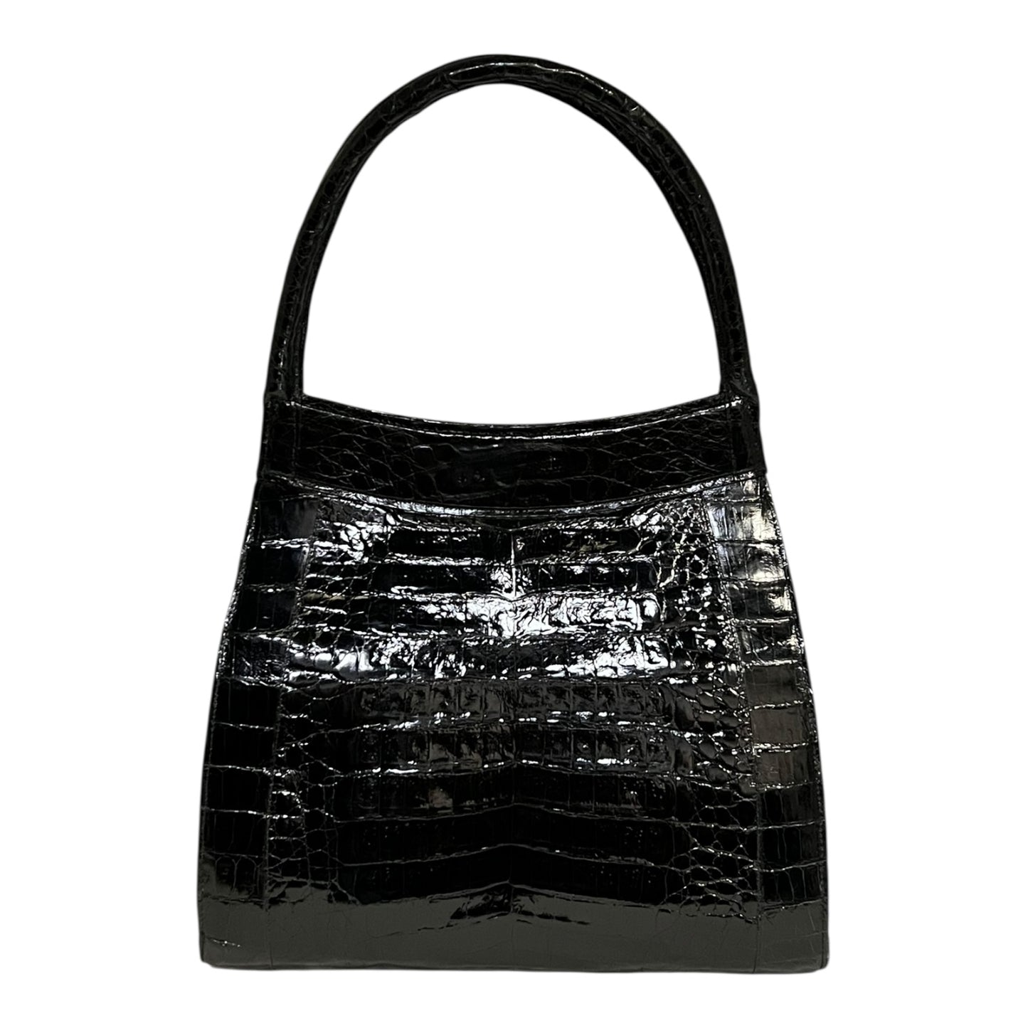 NANCY GONZALEZ Framed Crocodile Shoulder Bag in Black