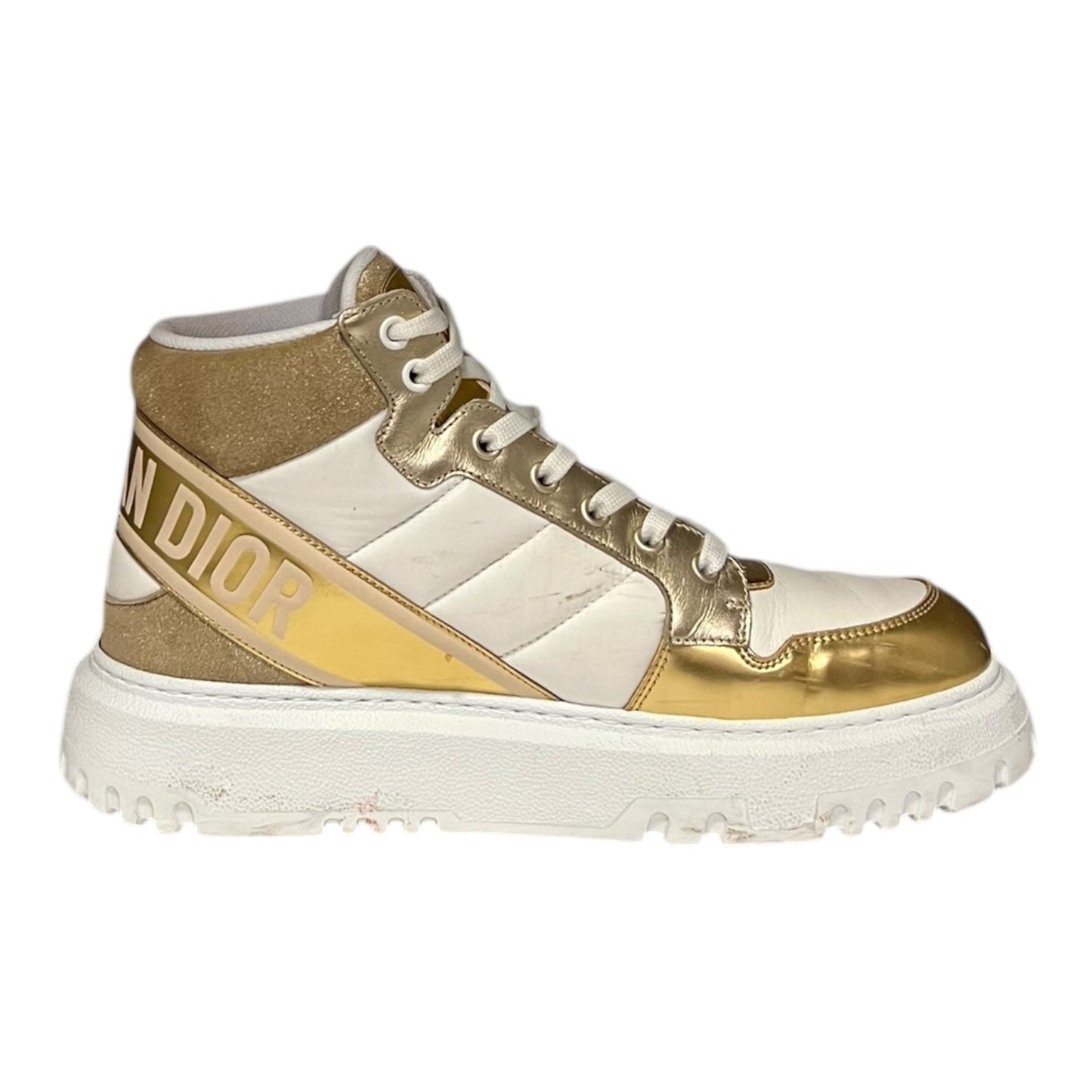 DIOR D-Player Hi Top Sneakers in Gold | 40