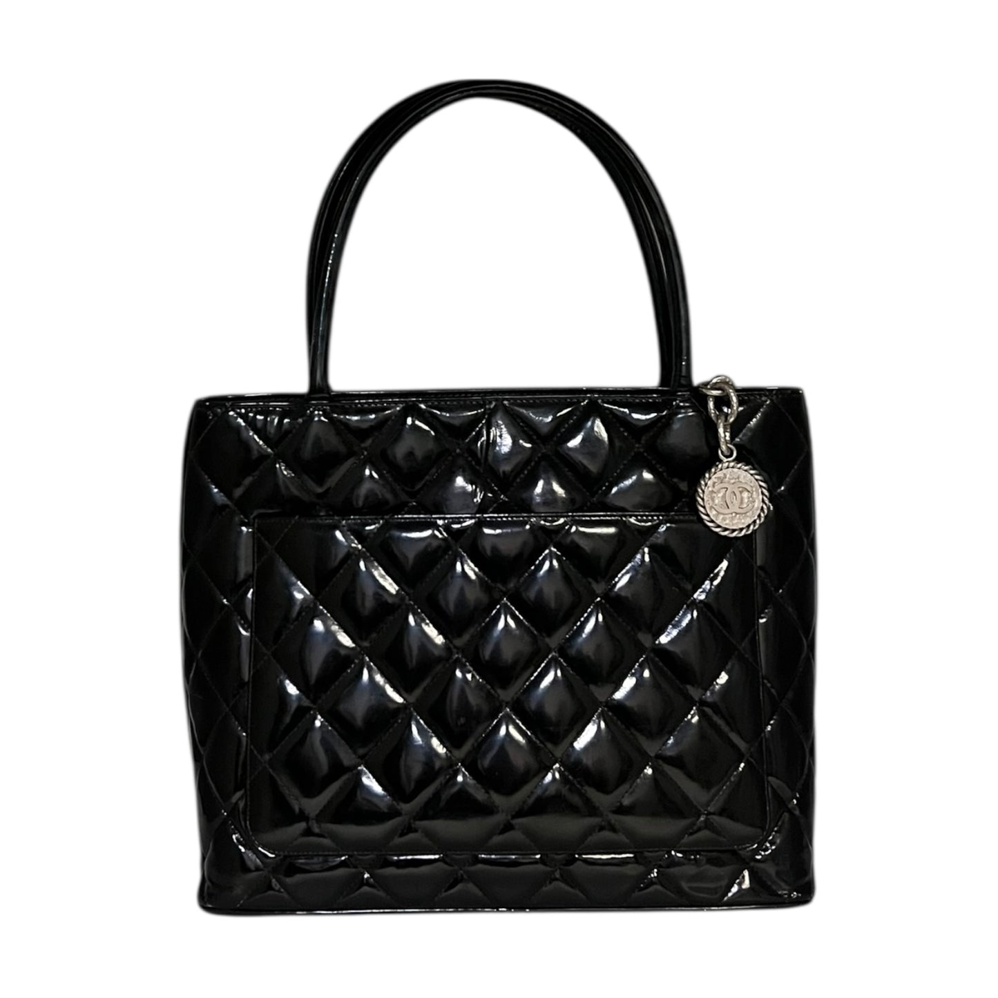 CHANEL Medallion Tote in Black Patent