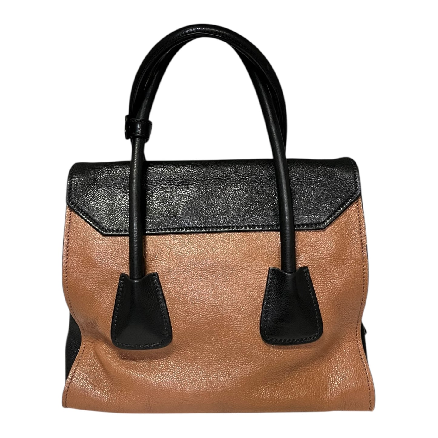PRADA Bi-Color Top Handle Handbag in Black & Brown