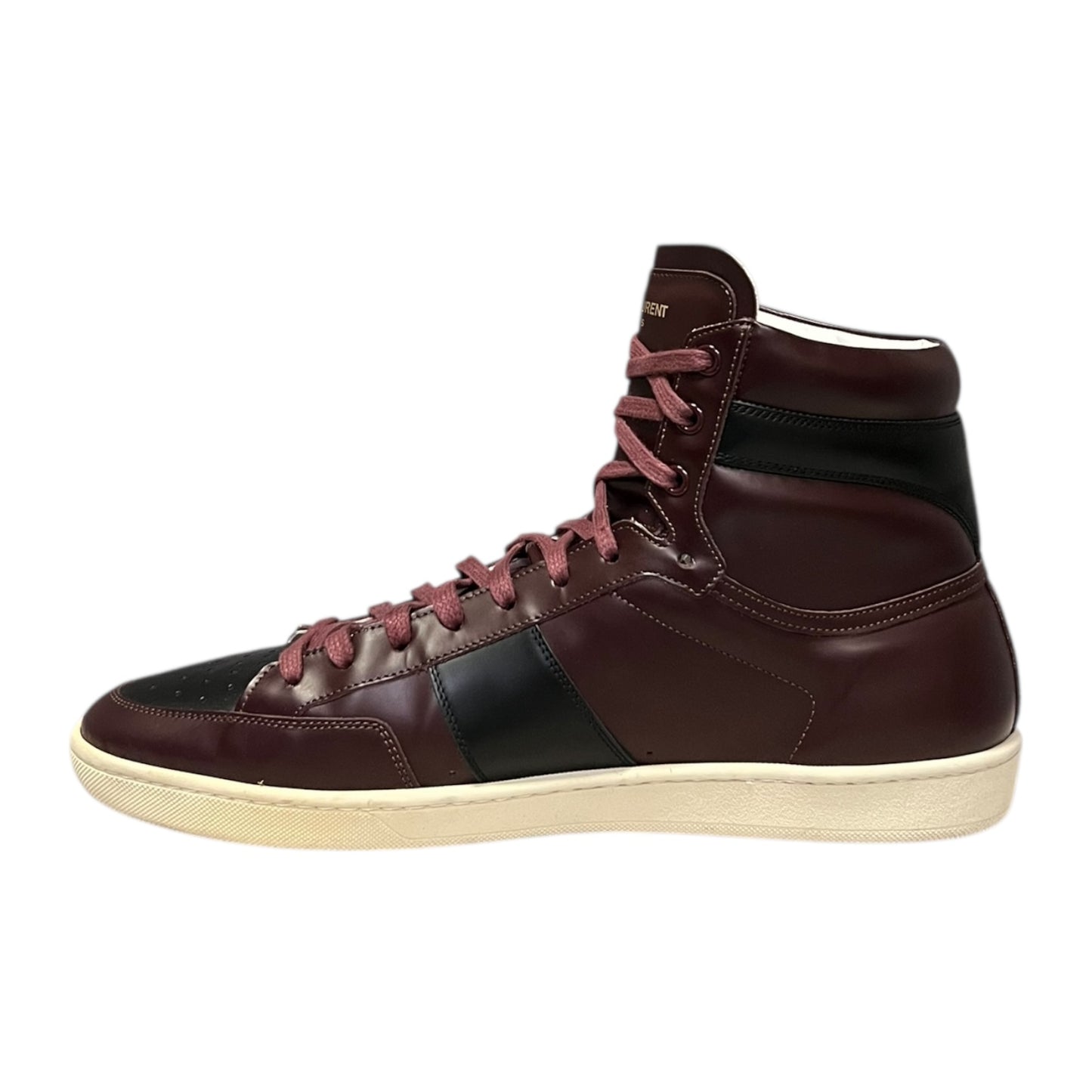 SAINT LAURENT SL10H Hi Top Sneakers in Burgundy & Black |