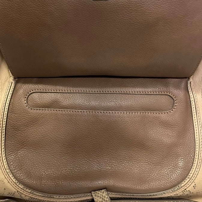CHLOE Marcie Medium Embossed Lizard Satchel in Nude and Gray