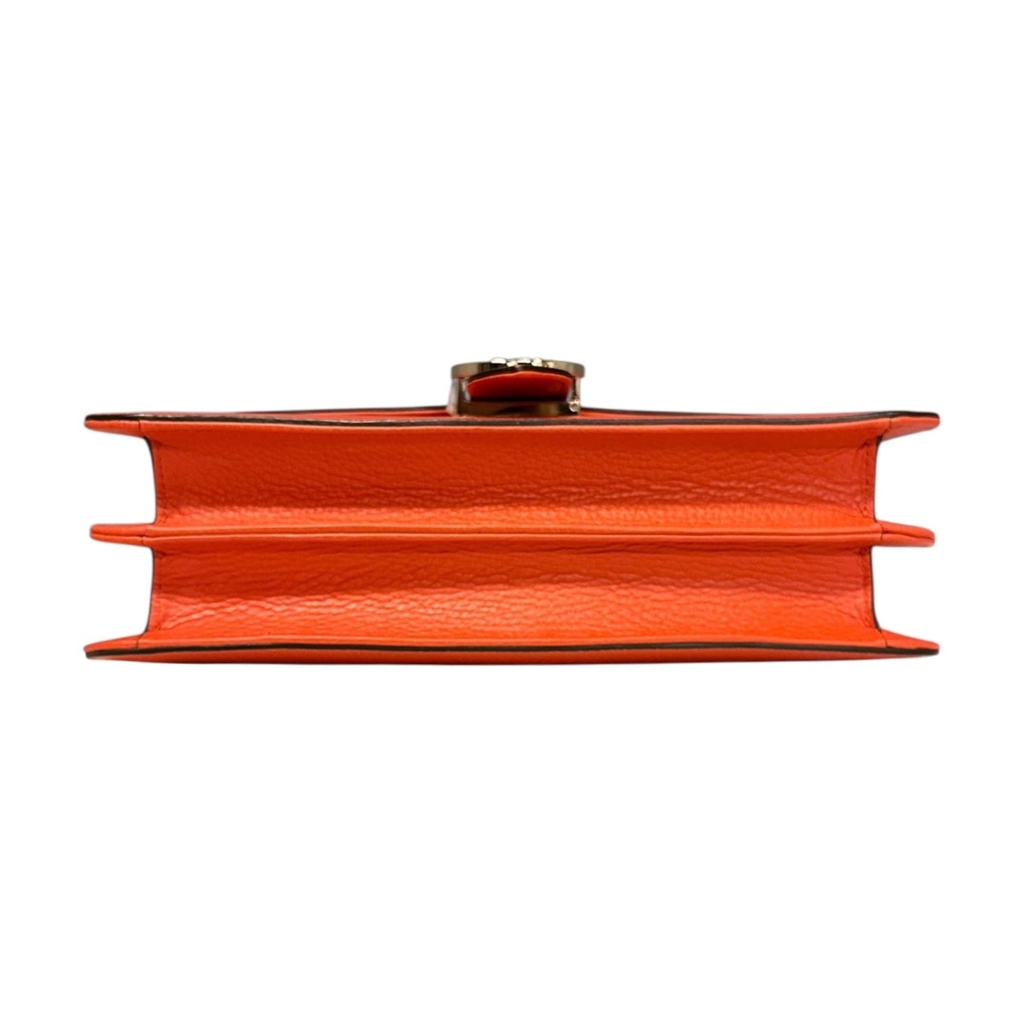 GUCCI Interlocking G Crossbody Shoulder Bag in Fire Coral Grained Leather
