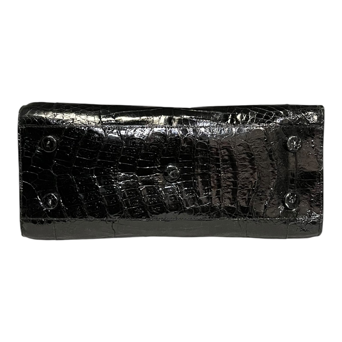 NANCY GONZALEZ Framed Crocodile Shoulder Bag in Black