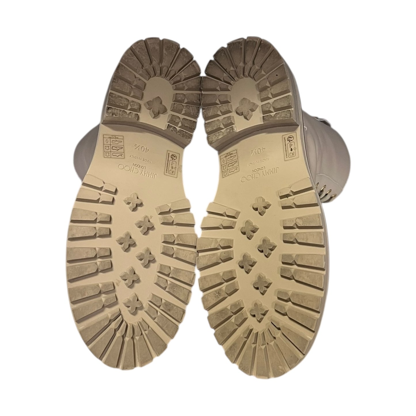 JIMMY CHOO Flat Combat Boots in Light Sand | 40.5