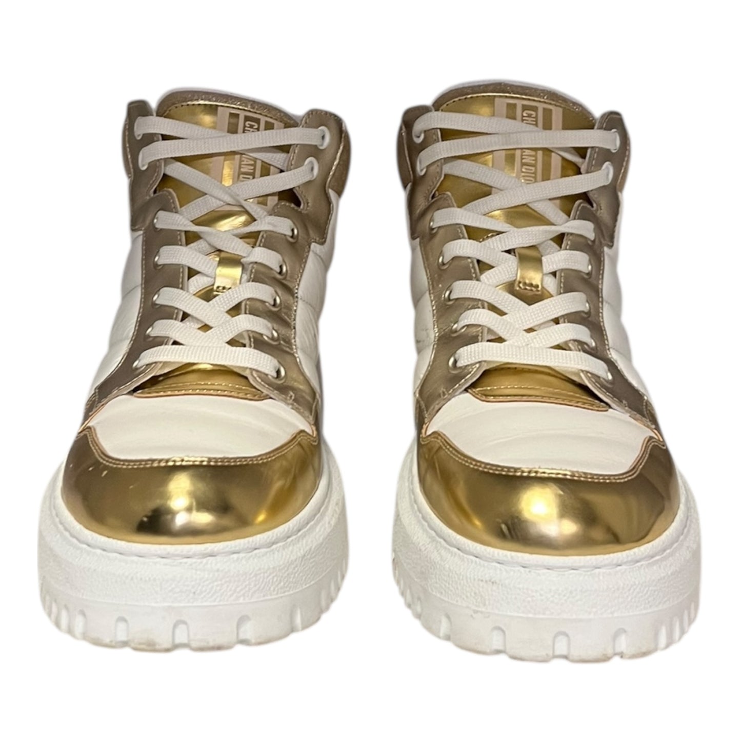 DIOR D-Player Hi Top Sneakers in Gold | 40