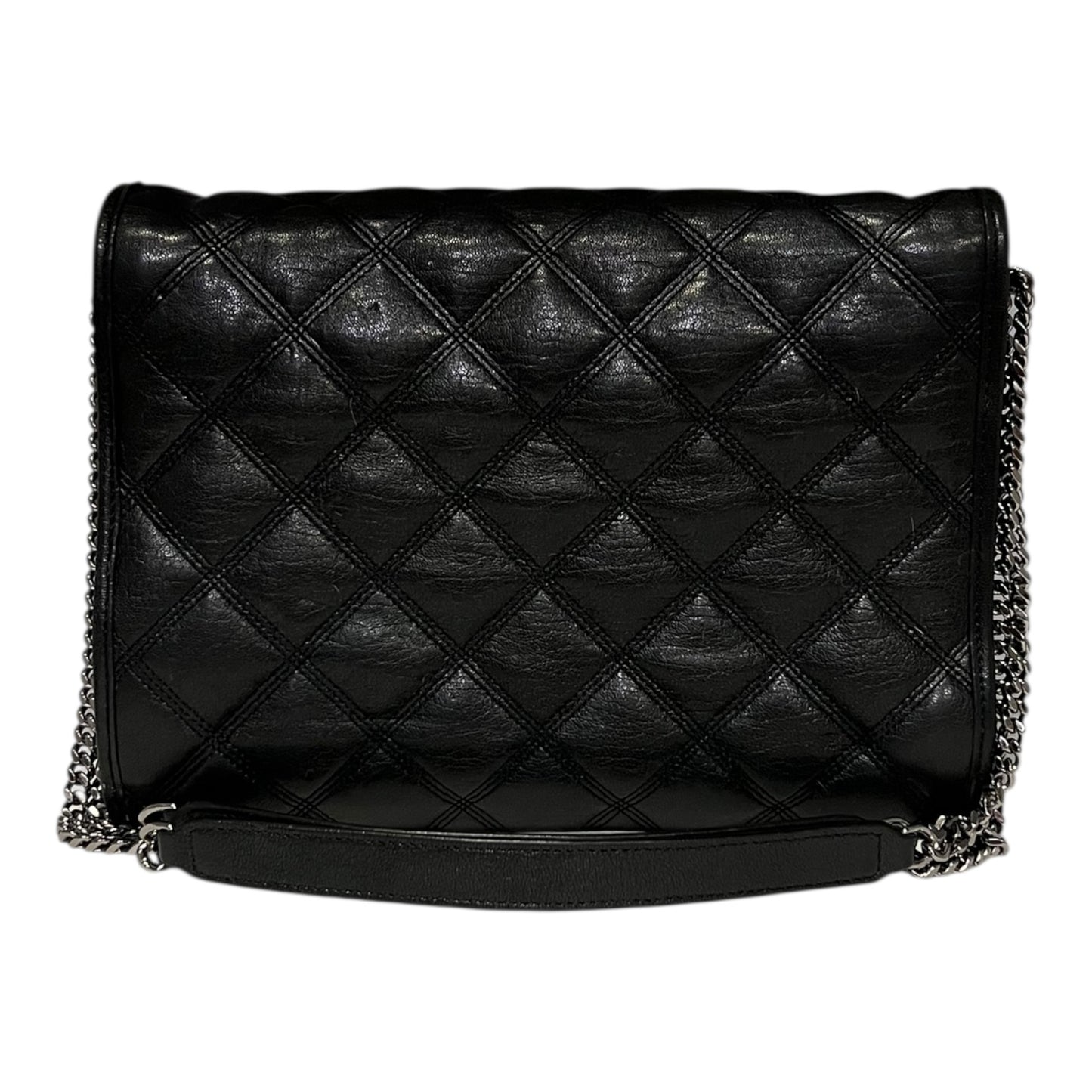 SAINT LAURENT Becky Quilted Lambskin Convertible Shoulder Bag in Black
