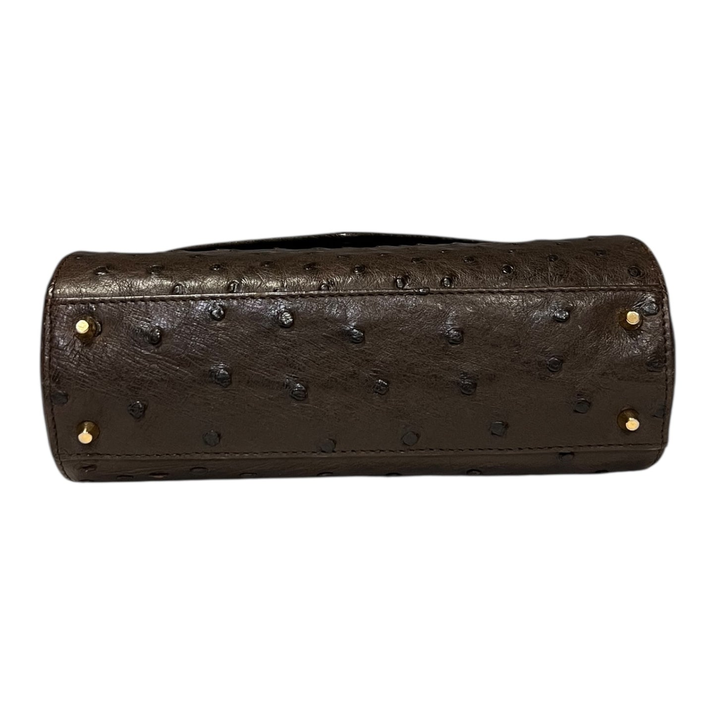 LANA MARKS Ostrich Top Handle Handbag in Tobacco
