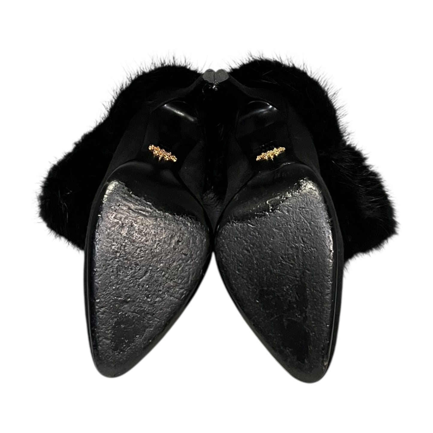 PRADA Fur Ankle Booties in Black | 39.5